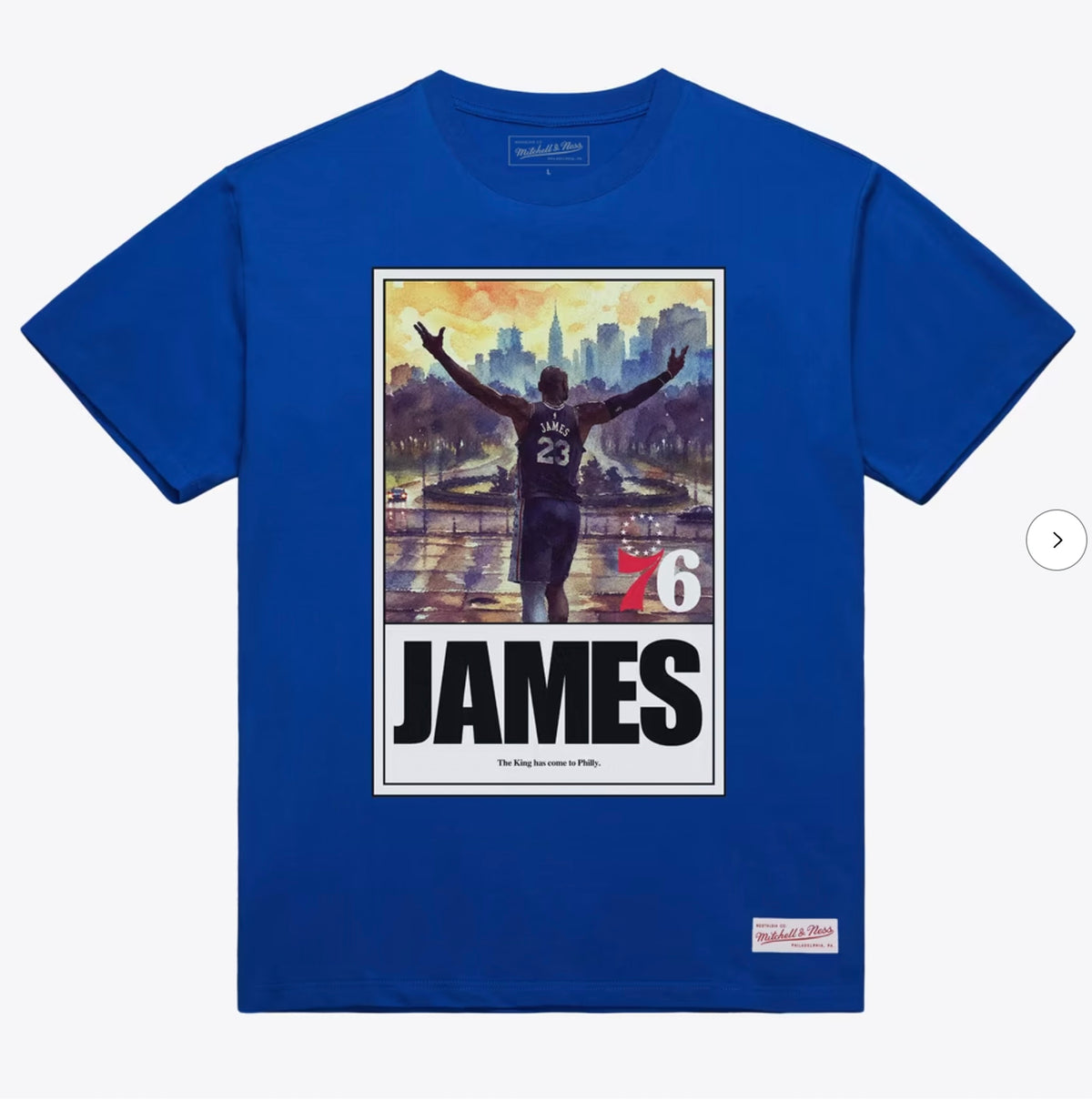 M&N LeBron James Philadelphia 76ers Royal King Arrived T-Shirt