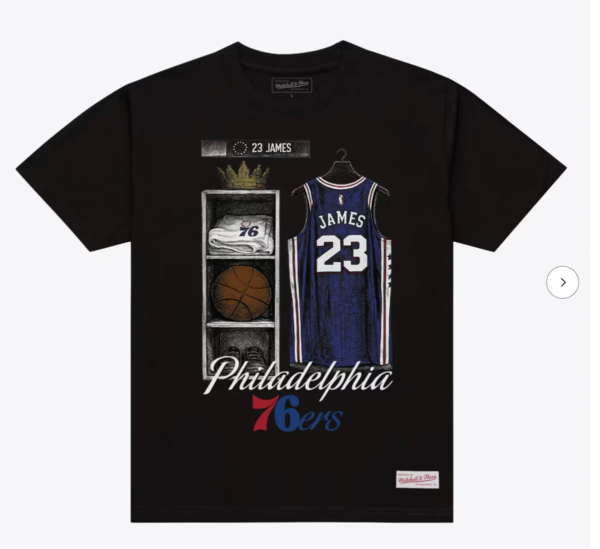 M&N LeBron James Philadelphia 76ers Black Locker Room T-Shirt